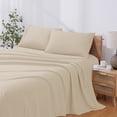 thumbnail image 2 of Modern Threasd 4-Piece Solid Egg Shell White Microfiber Bed Sheet Set, Full, 2 of 12