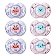 Tommee Tippee Closer to Nature, Fun Style Baby Pacifier, 0-6m, 6pk, Girl