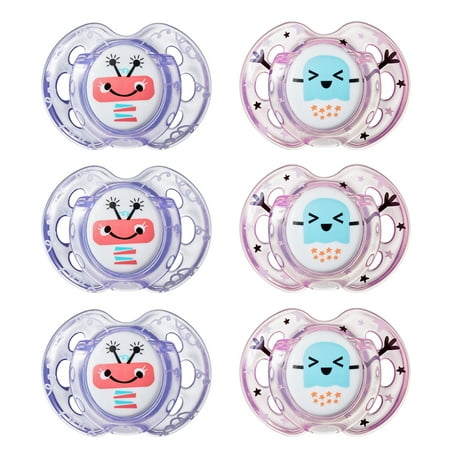 Tommee Tippee Closer to Nature, Fun Style Baby Pacifier, 0-6m, 6pk