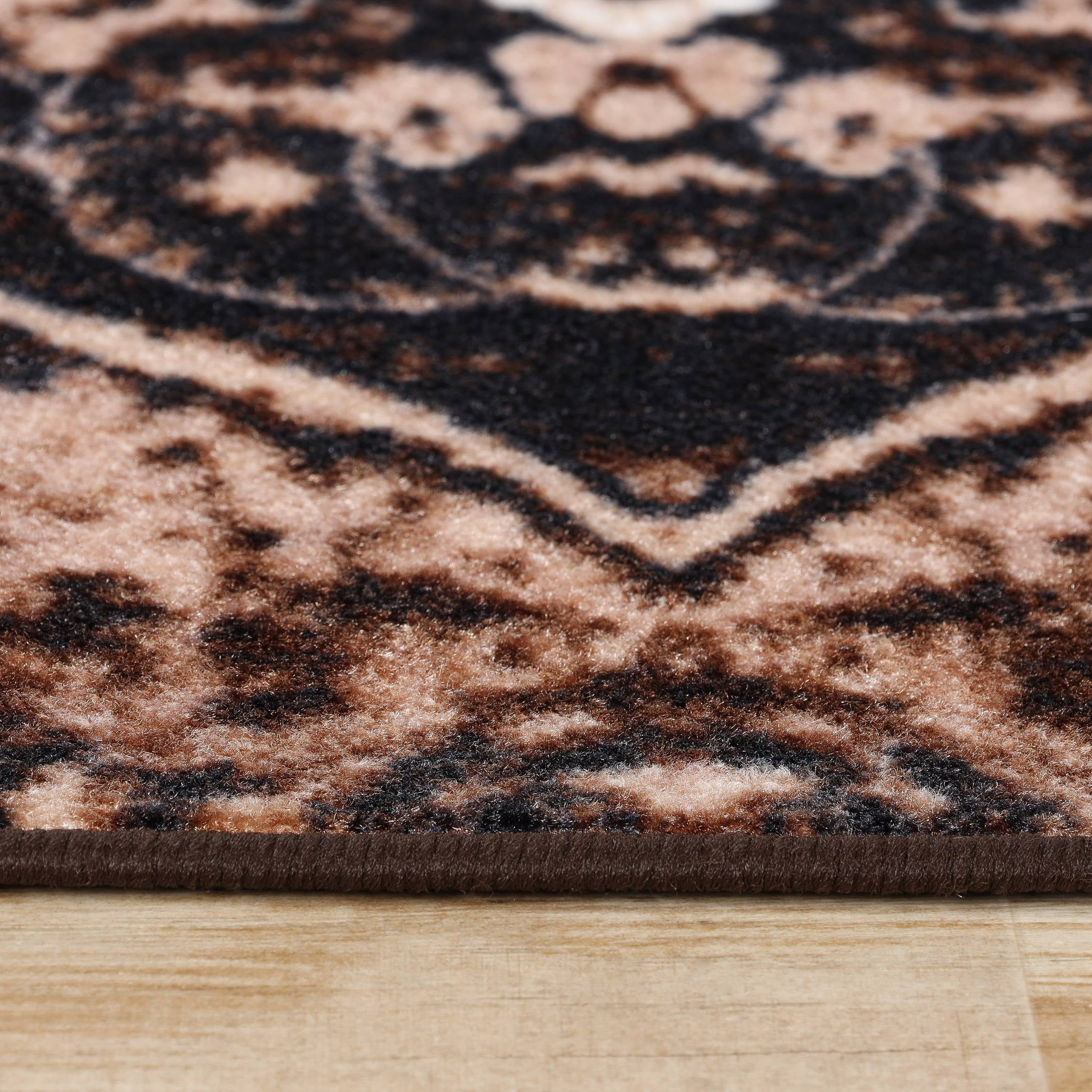 Superior Oswell Medallion Indoor Outdoor Area Rug, 4' x 6', Chocolate