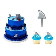 Shark Creations Cake Topper PLUS 24 Shark Fin Cupcake Picks - National Cake Supply