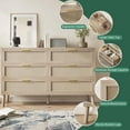 thumbnail image 5 of Studyset Modern 6-Drawer Rattan Dresser with Handles 47.2" Wide Storage Chest,Boho Double Dresser Chest of Drawers Large Table Top Large Closet Dressers Storage Cabinet Beside Table for Closet, 5 of 7
