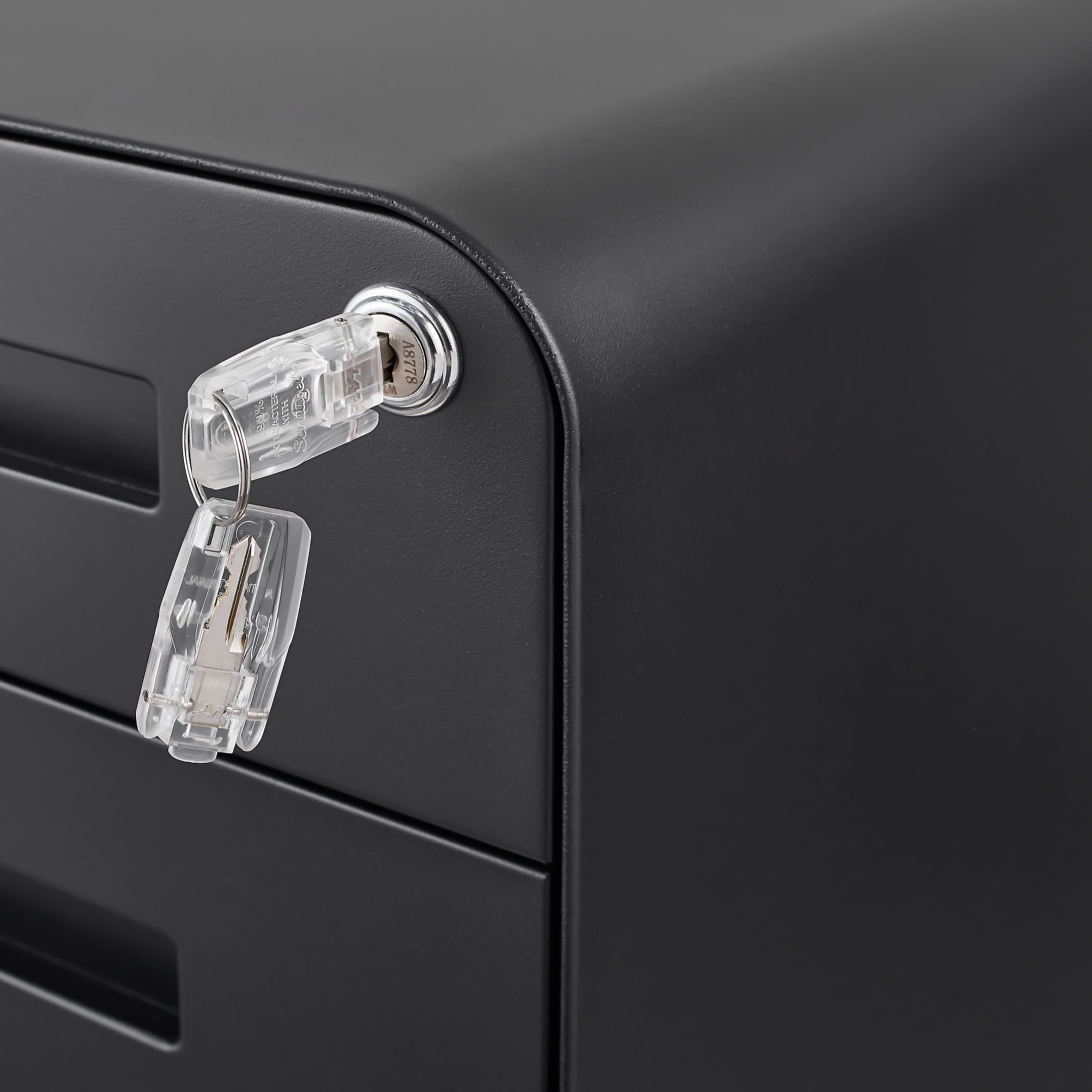 Noble House Steel Rounded 3-Drawer Mobile Filing Cabinet, Legal File Storage with 5 Wheels, Black