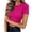 Hot Pink -TOPS, variant on Ribbed Knit Round Neck Crop Top for Women Casual Short Sleeve Slim Fit T-Shirt Trendy Solid Yoga TopsBrownM