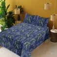thumbnail image 2 of Ambesonne Spring Fitted & Flat Sheet with Sham 3 Pcs Set, Wistaria Flowers with Leaves, Twin XL, Sage Green and Dark Blue, 2 of 5