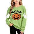 thumbnail image 2 of Qzwdhjm Girls Halloween Sweatshirt Cute Ghost Printed Crewneck Sweatshirts Long Sleeve Fleece Lined Pullover Tops for Halloween Party 2-15Y, 2 of 9
