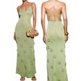 thumbnail image 2 of Women'S Knit Maxi Dress Floral Dresses Bodycon Knitted Beach Backless Swim Cover Up Dresses Flashing Green S, 2 of 7
