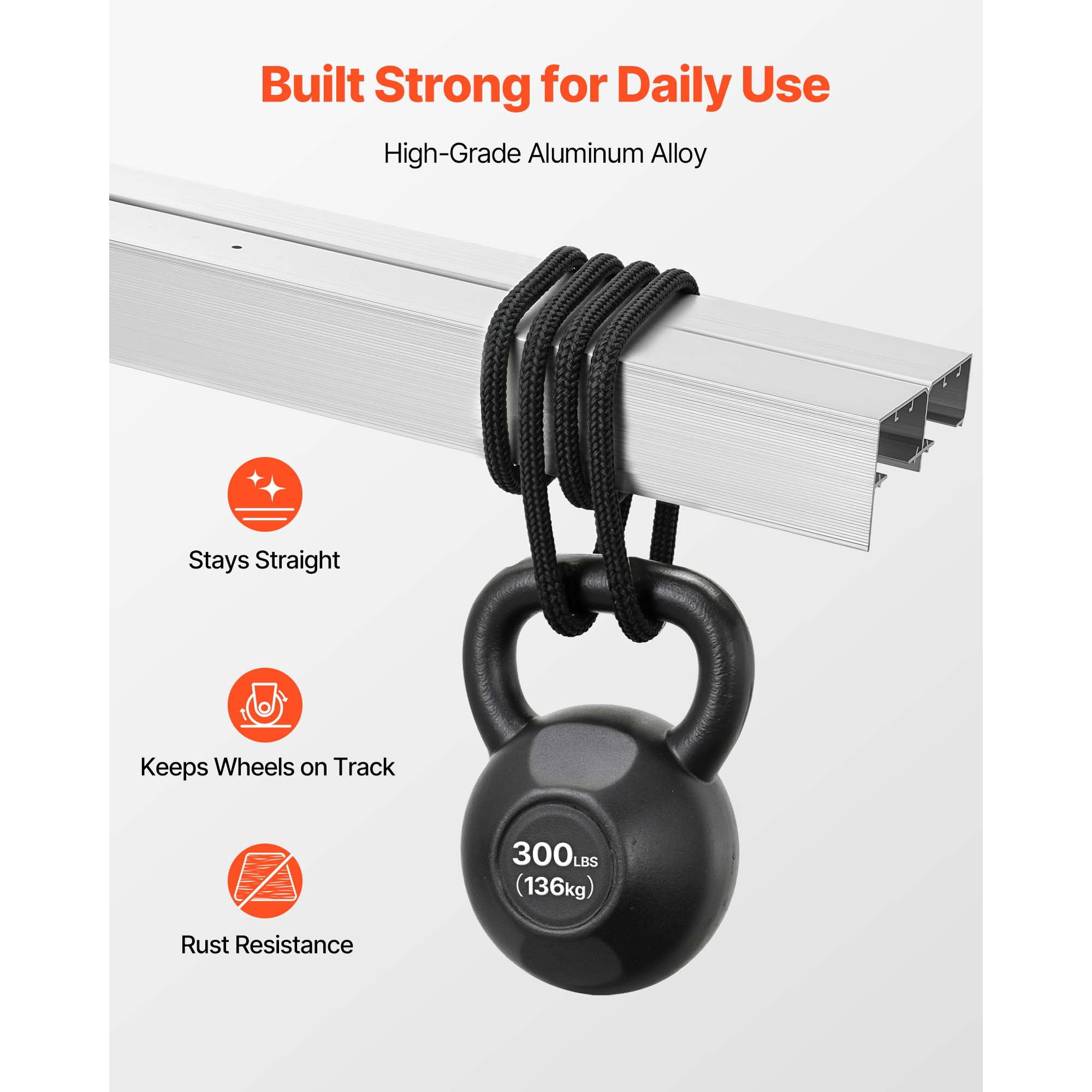 KFFKFF 4 ft Aluminum Alloy Bypass Sliding Door Hardware Kit, Dual-Track System for Smooth and Quiet Operation, Compatible with 1" to 1 3/4" Thick Doors, Fits 24" Wide 2-Door Closets,Easy Installation