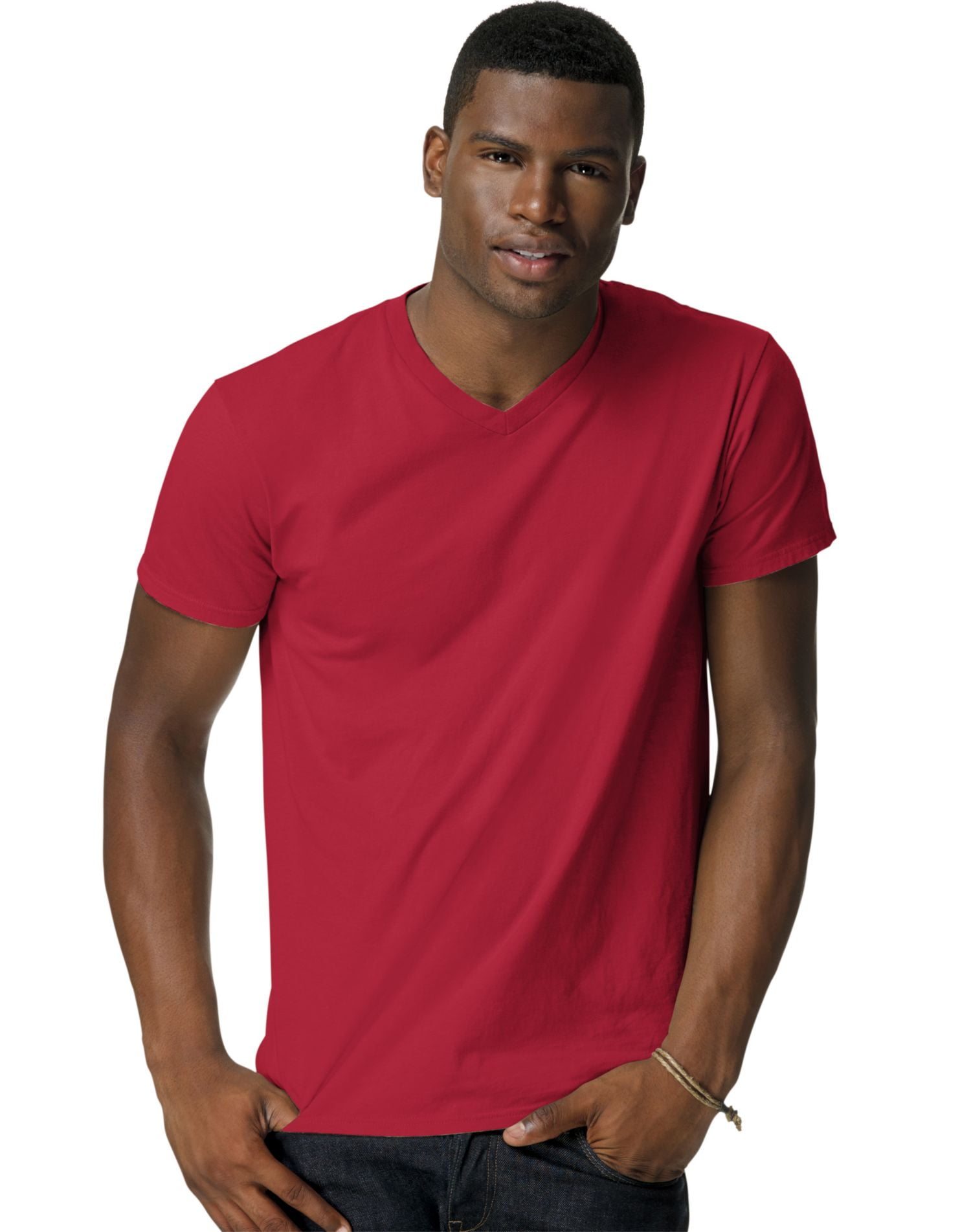 Hanes NanoT Men`s VNeck TShirt, XL, Vintage Red Walmart Canada