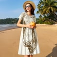 thumbnail image 4 of Lsque Cow Print Women's Casual Dress T-Shirt Summer Short Sleeve Scoop Neck Swing Dresses, 4 of 6