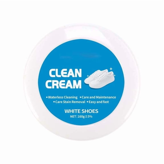 White Shoe Cleaner Cream With Sponge, Removes Stains From Sneakers, Leather, Canvas, No Washing Required, Portable For Travel
