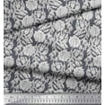 thumbnail image 3 of Soimoi Polyester Crepe Fabric Leaves & Floral Block Printed Craft Fabric by The Yard 42 Inch Wide, 3 of 3