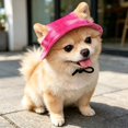 thumbnail image 5 of CHENjy Dog Sun Hat, Breathable Cotton Baseball Cap with Ear Holes, Adjustable Bucket Hat for Small Medium Dogs Beach Outdoor, L,Hot Pink, 5 of 7