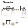 thumbnail image 4 of LIGHTINN Bathroom Dimmable Vanity Light with Cylindrical Clear Striped Glass Shade E26 Socket Base Vintage Fixture 2-Light (Black/Nickel), 4 of 7