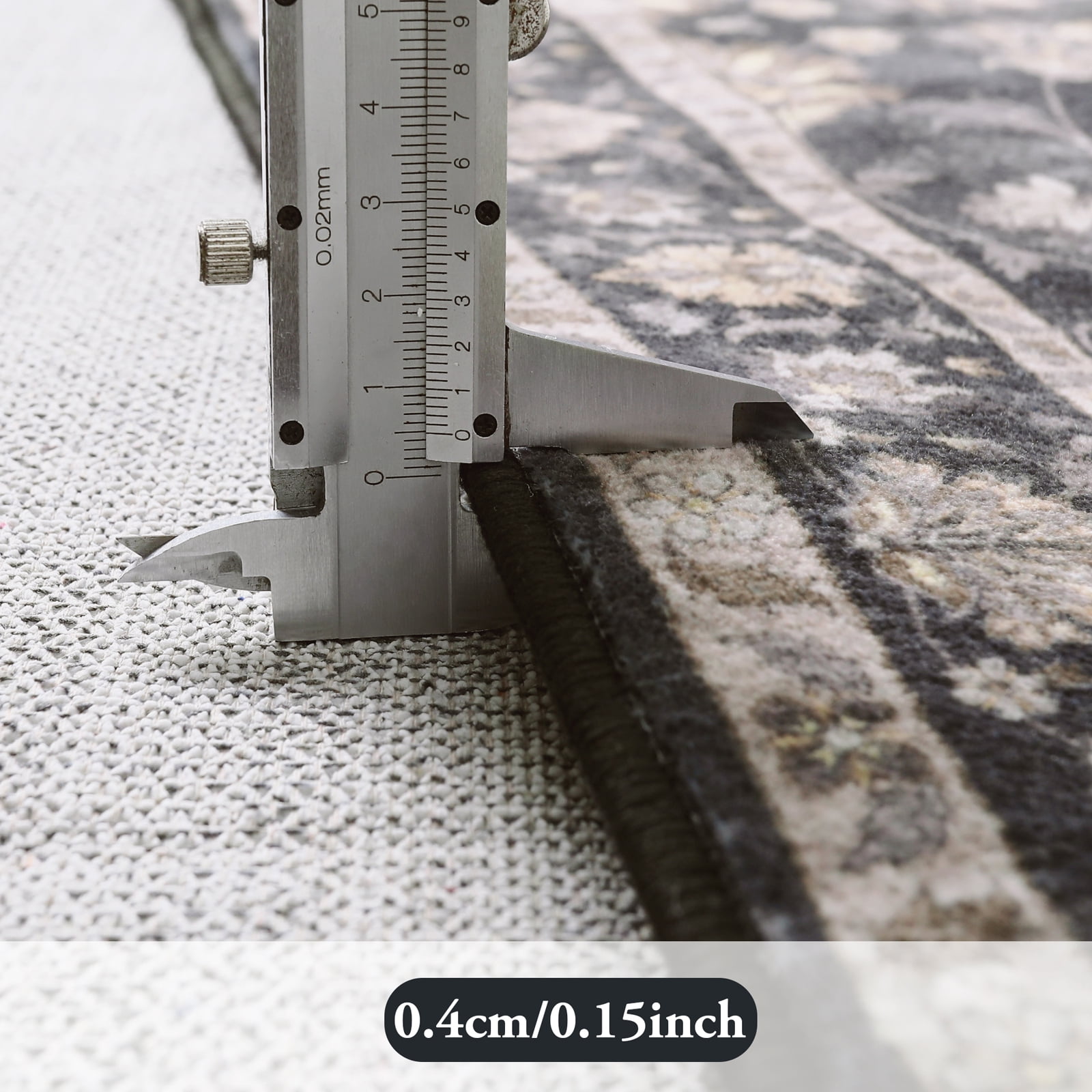 Lahome Decor Floral Area Rug 6'x9', Machine Washable Rugs for Living Room, Non Slip Rug with Vintage Printed, Low Pile Carpet for Bedroom Dining Room Home Office, Black