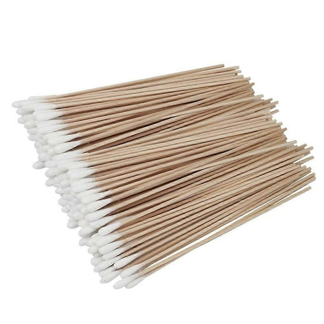Cotton Swabs For Ear Cleaning Daily Use Light Brown Wooden Stick 4 Packs 400Pcs