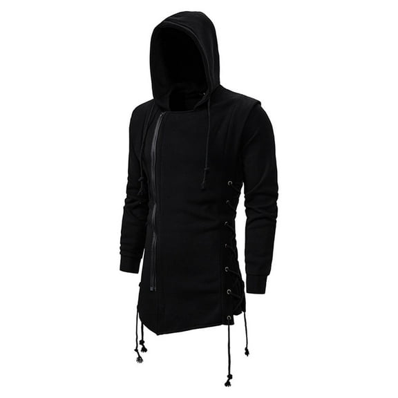 bbymog Hoodies for Men Casual Solid Color Hoodie Comfy Long Sleeve Hooded Sweatshirt Fashion Slim Fit Coat with Zipper Black A L