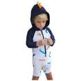 thumbnail image 3 of Xfvqtps Toddler Baby Boys Hoodie Style One Piece Swimsuit Rash Guard Long Sleeve Front Zipper Cute Cartoon Crocodile Print Sun Protection Beach Bathing Suits Short Swimwear for 1-7 Years Blue, 3 of 9
