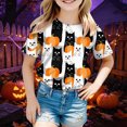 thumbnail image 6 of KPVEVIQ Girls Boys Halloween Shirt Cute Ghost Shirt Boy Halloween Shirt Kids Pumpkin Fall Short Sleeve Tee Tops, 6 of 7