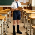 thumbnail image 3 of Trikvn Boys' School Uniform Shorts Set Short Sleeve Shirt with Necktie and Elastic Waist Shorts Student Outfit for Chorus Performance Formal Dressy and Casual Wear, 3 of 8