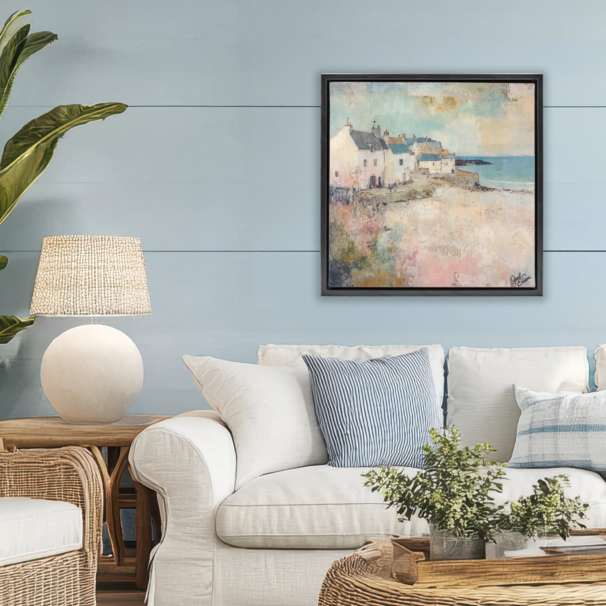 Stupell Industries Town Corner Architecture Black Framed Floater Canvas Wall Art, design by Opal Edison
