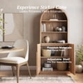 thumbnail image 3 of BELLEZE Arched Bookshelf with Storage, 71" Tall Wood Curio Display Cabinet with Adjustable Shelf, 5 Tier Modern Bookcase Shelf with Door for Living Room Office, Camel, 3 of 7