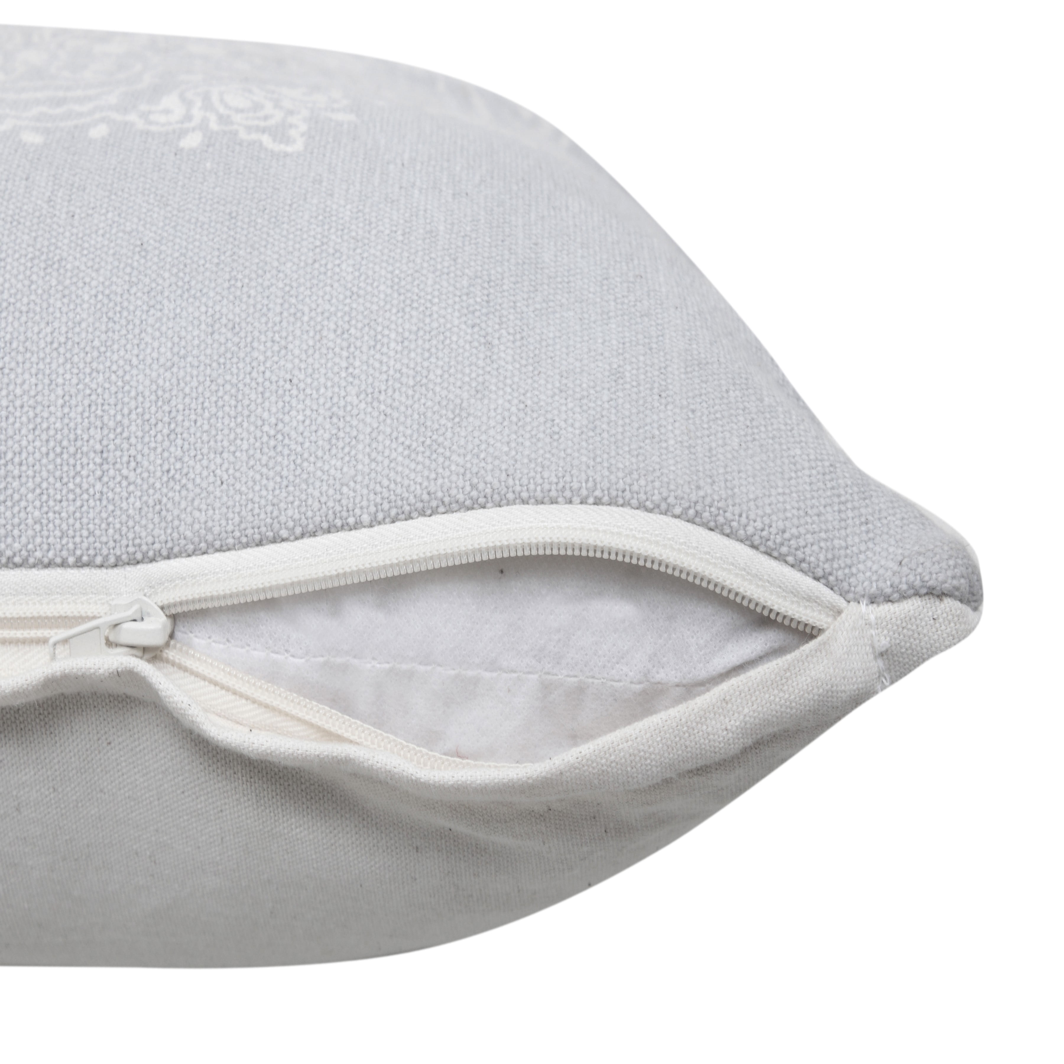 Ox Bay Ava 20" x 20" Pale Gray/White Medallion Cotton Adult Decorative Throw Pillow