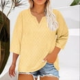 thumbnail image 2 of BangWanChi Loose Shirts for Women Fashion Plus Size Solid Color V-Neck 3/4 Sleeve Shirt Blouses, 2 of 5