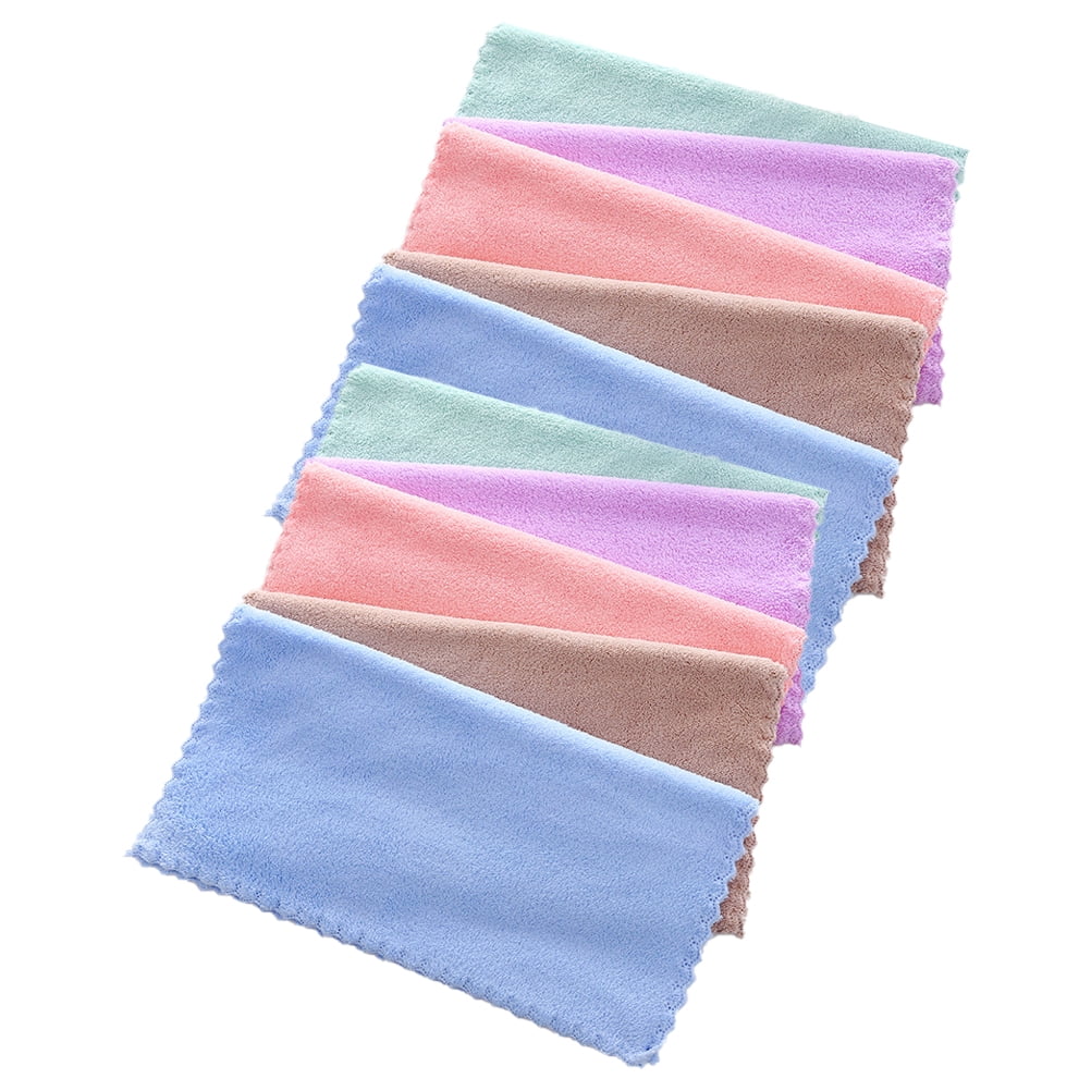 10pcs Microfiber Washcloth Facial Towel Face Remover Cloth Coral Fleece Facial Cloth Square Towel for Women Ladies (Random Color)