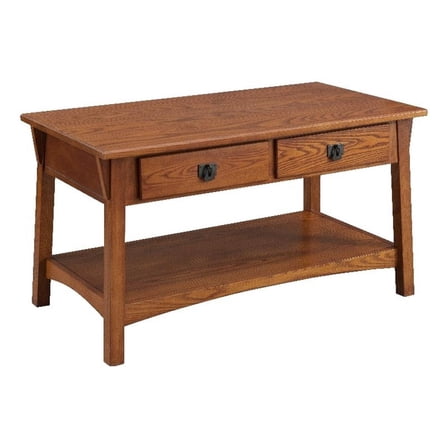 Maklaine Traditional Two Drawer Storage Wood Coffee Table in Russet