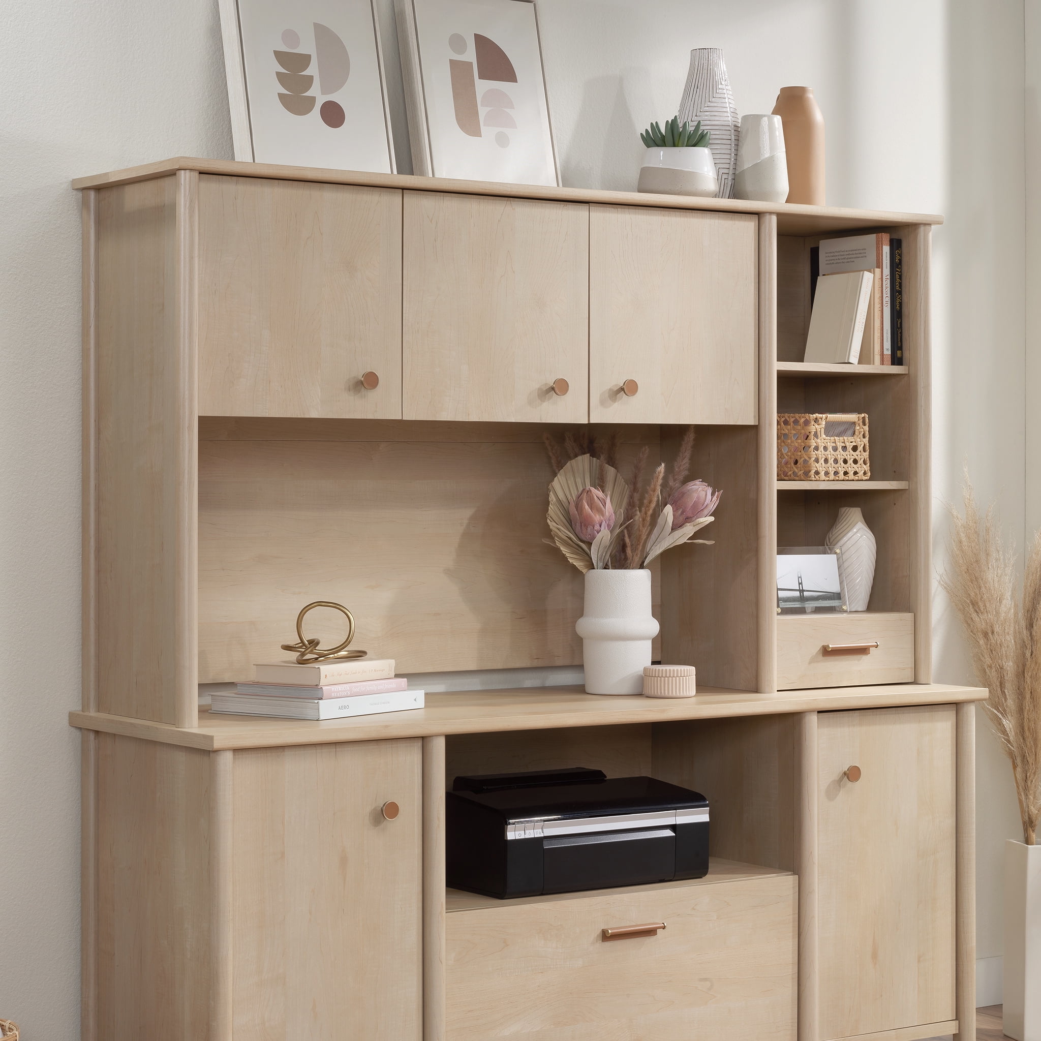 Sauder Whitaker Point Hutch, Natural Maple Finish