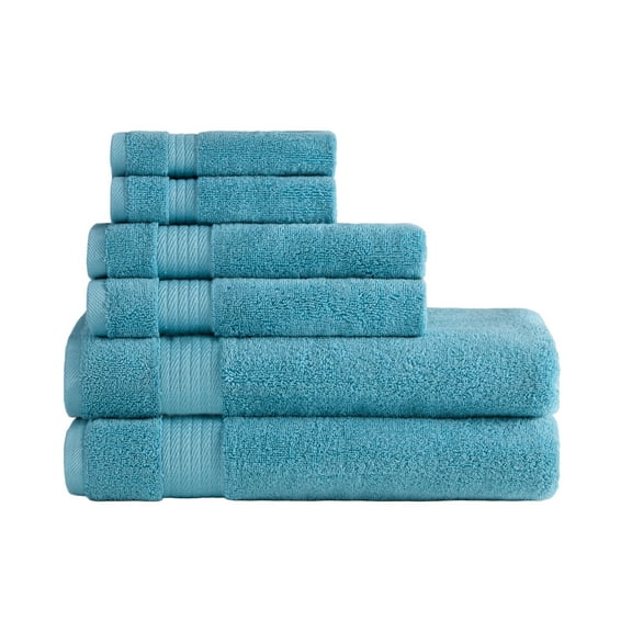 Ozdilek 6-Piece Bath Towel Set, 2 Bath, 2 Hand, 2 Wash, 100% Cotton Turkish Towels, 2 Bath Towels (30x60"/550 GSM), 2 Hand Towels (16x30"/575 GSM), 2 Washcloths (13x13"/600 GSM) (Milky Blue)
