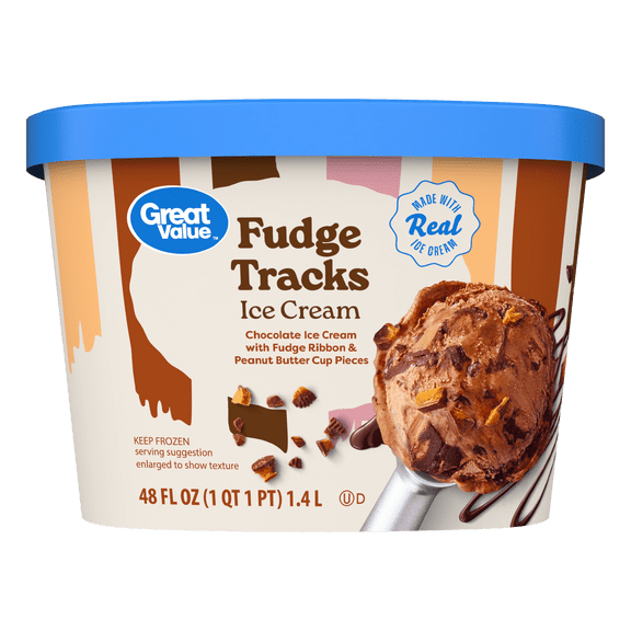 Great Value Fudge Tracks Ice Cream, 48 fl oz