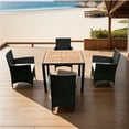 thumbnail image 4 of Furvclv 5 Pieces Outdoor Dining Set, Patio Furniture Set With Acacia Wood Table Top Table, 4 Chairs, Wicker Dining Table Set With Seat Cushions For Backyard Porch, 4 of 9
