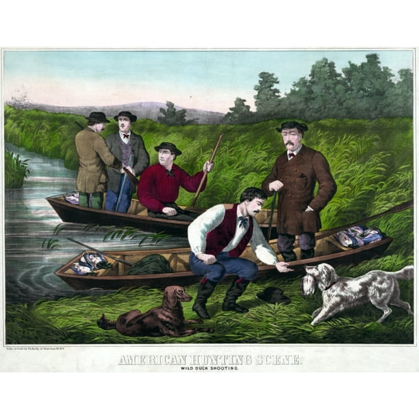 Duck Hunting, C1859. /N'American Hunting Scene - Wild Duck Shooting.'  Lithograph By Thomas Kelly, C1859. Poster Print by (24 x 36) 