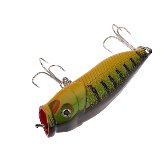 yeacher 7cm Multicolor ABS Popper Lure with 3D Eyes, 8.8g Lightweight Fishing Bait with Sharp Treble Hooks for Predator Fish