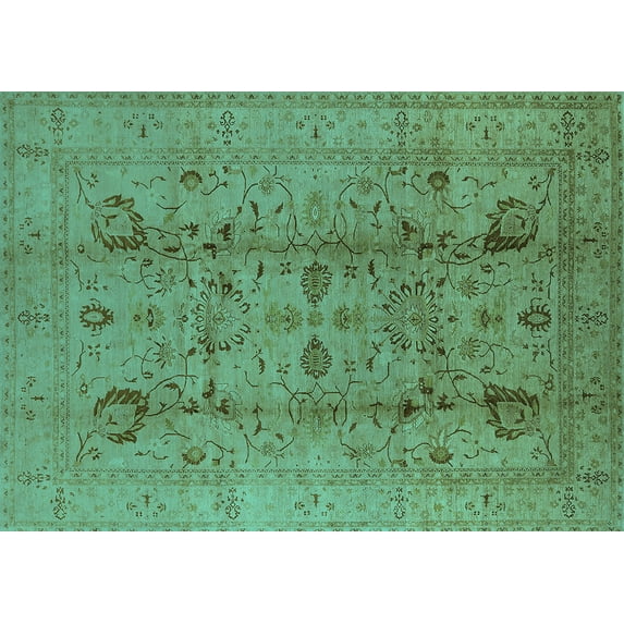 Ahgly Company Indoor Rectangle Oriental Turquoise Blue Traditional Area Rugs, 8' x 10'