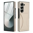 thumbnail image 5 of For Samsung Galaxy Z Fold 6 Cover Hidden Kickstand Card Slot Wallet Case with Tempered Glass Screen Film Design Heavy Duty Protection Shockproof Phone Case for Samsung Galaxy Z Fold 6,Apricot, 5 of 6