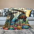 thumbnail image 2 of COMIO Sea Turtle Blanket Super Soft Cozy Ocean Sea Turtle Seashell Starfish Throw Blanket Warm Fuzzy Plush Sea Turtle Decor Bedding Blanket Gifts for Women Men, 2 of 6