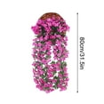thumbnail image 2 of Djiypn Artificial Faux Hanging Flowers Plants for Outdoor Outside Porch Decoration, UV Resistant Fake Silk Begonia Trailing Vines for Sping Summer Home Balcony Yard Patio,1Pack, Purple, 2 of 5