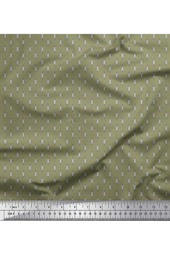 Viscose Chiffon Fabric Dot & Leaves Small Motif Shirting Print Fabric by Yard 42 Inch Wide