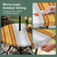 thumbnail image 5 of Round Outdoor Tablecloth with Umbrella Hole and Zipper, Orange Stripes Tablecloth with Elastic Waterproof, Modern Farmhouse Simple Vertical Lines Patio Table Covers for 36" - 44" Picnic Pool Tables, 5 of 9