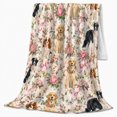thumbnail image 2 of Whimsical Floral Dog Pattern Watercolor, Cozy Pet Portrait Pattern, Warm Flannel Blanket for Living Room and Bedroom, Dog Lovers Valentine's Day Gift, Pet Lover Home Decor, 2 of 9