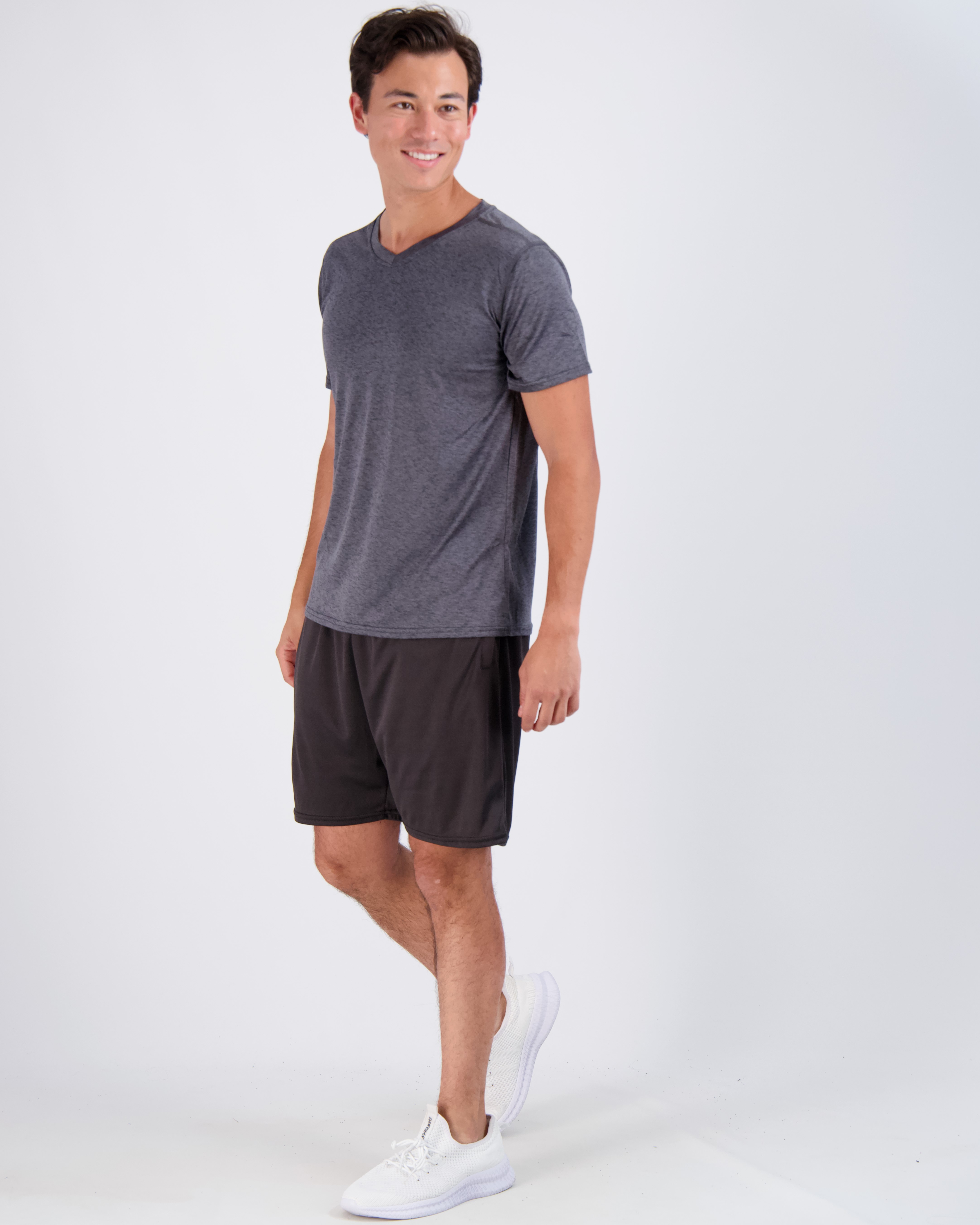 Real Essentials 5 Pack: Men’s V-Neck Dry-Fit Moisture Wicking Active ...