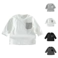 thumbnail image 4 of Mercatoo Baby Boys Cute Striped T-Shirt Kids Girls Long Sleeve Crewneck Pullover Sweatshirt Pocket School Basic Top, 4 of 7