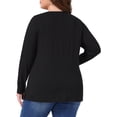 thumbnail image 4 of DARING DIVA Women's Plus V Neck Button Fall Pullover Shirt Loose Blouse 1X Black, 4 of 6