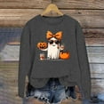 thumbnail image 4 of Funny Halloween Sweatshirts for Women Long Sleeve Crewneck Cute Ghost Skeleton Pumpkin Graphic Sweatshirt Pullover Top, 4 of 5