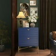 thumbnail image 3 of Boyel Living Nightstand with 2 Drawers, Modern Bedside Table with Gold Metal Legs End Tables for Bedroom, Blue, 3 of 8