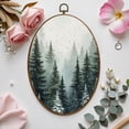 thumbnail image 7 of Canvas Wall Art Green Pine Pine Tree Forest Snow Scene Winter Nature Snowflakes Pine Oval Framed Canvas Prints Cottagecore Wall Hanging Decor for Home Office Gift 8.6"x11.4", 7 of 7