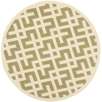 SAFAVIEH Courtyard Alvin Geometric Indoor/Outdoor Area Rug, Green/Bone, 5'3" x 5'3" Round